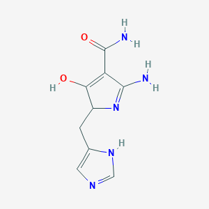 molecular formula C9H11N5O2 B13164664 2-amino-5-(1H-imidazol-4-ylmethyl)-4-oxo-4,5-dihydro-1H-pyrrole-3-carboxamide 