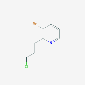 molecular formula C8H9BrClN B13164678 3-Bromo-2-(3-chloropropyl)pyridine 