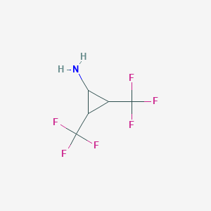 molecular formula C5H5F6N B13164697 2,3-Bis(trifluoromethyl)cyclopropan-1-amine 