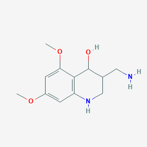 molecular formula C12H18N2O3 B13164711 3-(Aminomethyl)-5,7-dimethoxy-1,2,3,4-tetrahydroquinolin-4-ol CAS No. 1306603-14-4