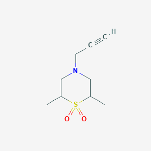 molecular formula C9H15NO2S B13164748 2,6-Dimethyl-4-(prop-2-yn-1-yl)-1lambda6-thiomorpholine-1,1-dione 