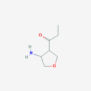 molecular formula C7H13NO2 B13164782 1-(4-Aminooxolan-3-yl)propan-1-one 