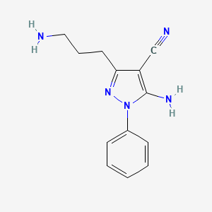 molecular formula C13H15N5 B13164821 5-(3-Aminopropyl)-3-imino-2-phenyl-2,3-dihydro-1H-pyrazole-4-carbonitrile 