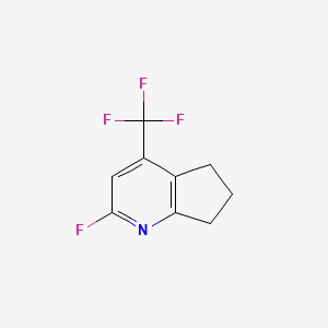 molecular formula C9H7F4N B13164838 2-Fluoro-4-(trifluoromethyl)-5H,6H,7H-cyclopenta[b]pyridine 