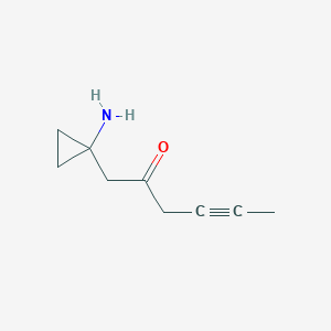 molecular formula C9H13NO B13164932 1-(1-Aminocyclopropyl)hex-4-yn-2-one 