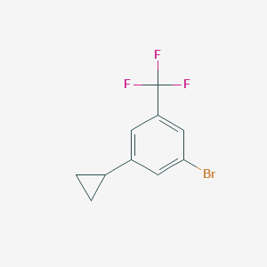 molecular formula C10H8BrF3 B13165017 1-Bromo-3-cyclopropyl-5-(trifluoromethyl)benzene 