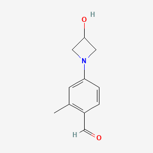 molecular formula C11H13NO2 B13165020 4-(3-Hydroxyazetidin-1-yl)-2-methylbenzaldehyde 