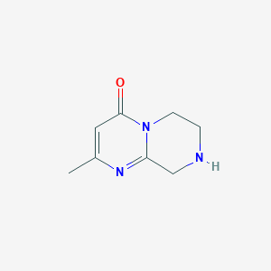 molecular formula C8H11N3O B13165055 2-Methyl-4H,6H,7H,8H,9H-pyrimido[1,2-a]piperazin-4-one 