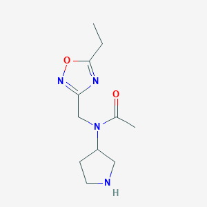 molecular formula C11H18N4O2 B13165128 N-[(5-ethyl-1,2,4-oxadiazol-3-yl)methyl]-N-(pyrrolidin-3-yl)acetamide 