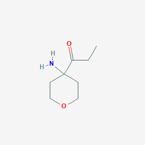 molecular formula C8H15NO2 B13165205 1-(4-Aminooxan-4-yl)propan-1-one 