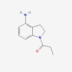 molecular formula C11H14N2O B13165206 1-(4-amino-2,3-dihydro-1H-indol-1-yl)propan-1-one 