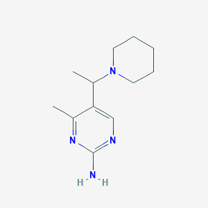 molecular formula C12H20N4 B13165233 4-Methyl-5-[1-(piperidin-1-yl)ethyl]pyrimidin-2-amine 