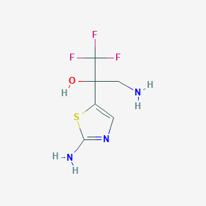 molecular formula C6H8F3N3OS B13165254 3-Amino-2-(2-amino-1,3-thiazol-5-yl)-1,1,1-trifluoropropan-2-ol 