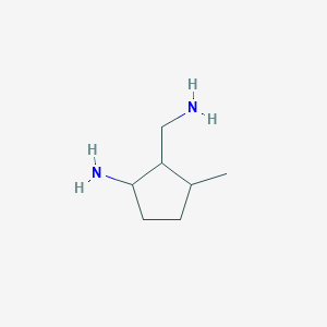 molecular formula C7H16N2 B13165310 2-(Aminomethyl)-3-methylcyclopentan-1-amine 