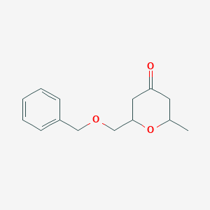 molecular formula C14H18O3 B13165317 2-((Benzyloxy)methyl)-6-methyldihydro-2H-pyran-4(3H)-one 