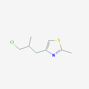 molecular formula C8H12ClNS B13165389 4-(3-Chloro-2-methylpropyl)-2-methyl-1,3-thiazole 