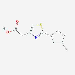 molecular formula C11H15NO2S B13165456 2-(2-(3-Methylcyclopentyl)thiazol-4-yl)acetic acid 