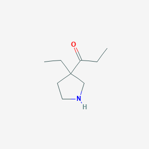 molecular formula C9H17NO B13165498 1-(3-Ethylpyrrolidin-3-yl)propan-1-one 