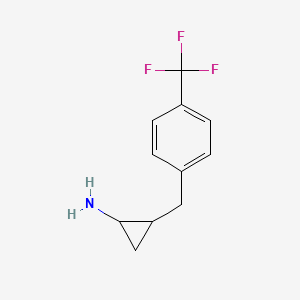 molecular formula C11H12F3N B13165515 2-{[4-(Trifluoromethyl)phenyl]methyl}cyclopropan-1-amine 