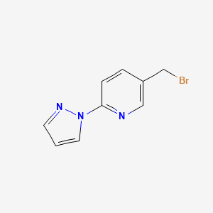 molecular formula C9H8BrN3 B13165559 5-(Bromomethyl)-2-(1H-pyrazol-1-YL)pyridine 