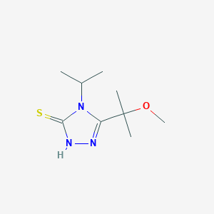 molecular formula C9H17N3OS B13165576 5-(2-Methoxypropan-2-yl)-4-(propan-2-yl)-4H-1,2,4-triazole-3-thiol 