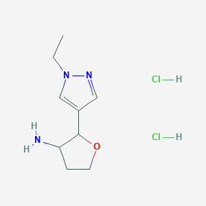 molecular formula C9H17Cl2N3O B13165598 2-(1-ethyl-1H-pyrazol-4-yl)oxolan-3-amine dihydrochloride 