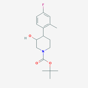 molecular formula C17H24FNO3 B13165690 Tert-butyl 4-(4-fluoro-2-methylphenyl)-3-hydroxypiperidine-1-carboxylate 