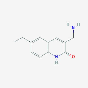 molecular formula C12H14N2O B13165712 3-(Aminomethyl)-6-ethyl-1,2-dihydroquinolin-2-one 