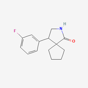 molecular formula C14H16FNO B13165724 4-(3-Fluorophenyl)-2-azaspiro[4.4]nonan-1-one 