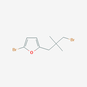 molecular formula C9H12Br2O B13165754 2-Bromo-5-(3-bromo-2,2-dimethylpropyl)furan 