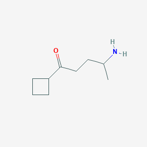 molecular formula C9H17NO B13165760 4-Amino-1-cyclobutylpentan-1-one 