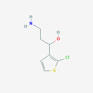 molecular formula C7H10ClNOS B13165848 3-Amino-1-(2-chlorothiophen-3-yl)propan-1-ol 