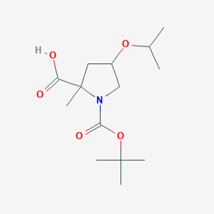 molecular formula C14H25NO5 B13165867 1-[(tert-Butoxy)carbonyl]-2-methyl-4-(propan-2-yloxy)pyrrolidine-2-carboxylic acid 