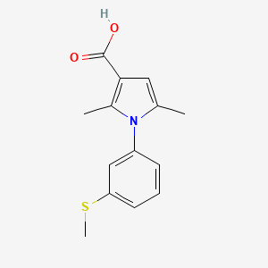 molecular formula C14H15NO2S B13166005 2,5-dimethyl-1-[3-(methylthio)phenyl]-1H-pyrrole-3-carboxylic acid 