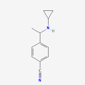 molecular formula C12H14N2 B13166019 4-[1-(Cyclopropylamino)ethyl]benzonitrile 