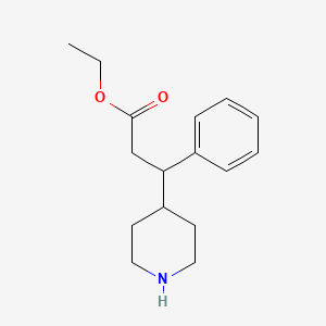 molecular formula C16H23NO2 B13166039 Ethyl 3-phenyl-3-(piperidin-4-YL)propanoate 