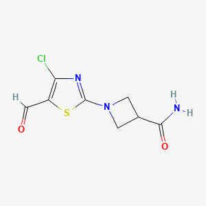 molecular formula C8H8ClN3O2S B13166099 1-(4-Chloro-5-formyl-1,3-thiazol-2-yl)azetidine-3-carboxamide 