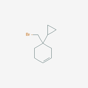 molecular formula C10H15Br B13166165 4-(Bromomethyl)-4-cyclopropylcyclohex-1-ene 