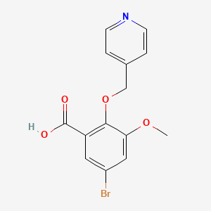 molecular formula C14H12BrNO4 B1316618 5-Bromo-3-methoxy-2-(pyridin-4-ylmethoxy)benzoic acid CAS No. 923852-07-7