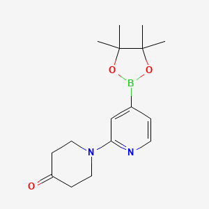 molecular formula C16H23BN2O3 B13166249 1-[4-(Tetramethyl-1,3,2-dioxaborolan-2-yl)pyridin-2-yl]piperidin-4-one 