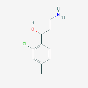 molecular formula C10H14ClNO B13166263 3-Amino-1-(2-chloro-4-methylphenyl)propan-1-ol 