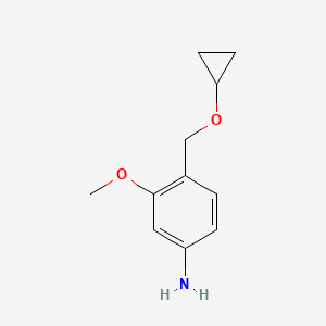 molecular formula C11H15NO2 B13166310 4-(Cyclopropoxymethyl)-3-methoxyaniline 