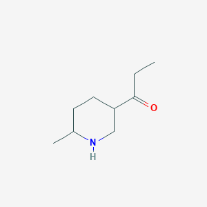 molecular formula C9H17NO B13166311 1-(6-Methylpiperidin-3-yl)propan-1-one 