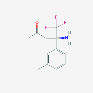 molecular formula C12H14F3NO B13166347 (4R)-4-amino-5,5,5-trifluoro-4-(3-methylphenyl)pentan-2-one 