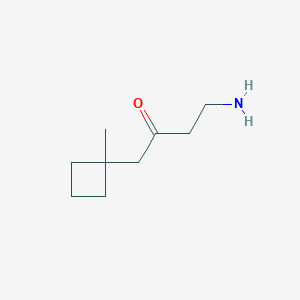 molecular formula C9H17NO B13166430 4-Amino-1-(1-methylcyclobutyl)butan-2-one 