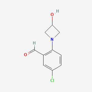 molecular formula C10H10ClNO2 B13166432 5-Chloro-2-(3-hydroxyazetidin-1-yl)benzaldehyde 