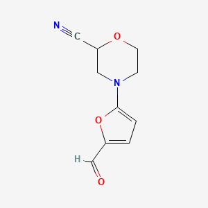 molecular formula C10H10N2O3 B13166457 4-(5-Formylfuran-2-YL)morpholine-2-carbonitrile 