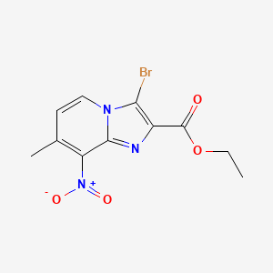molecular formula C11H10BrN3O4 B1316650 Ethyl 3-Bromo-7-methyl-8-nitroimidazo[1,2-a]pyridine-2-carboxylate CAS No. 132272-73-2