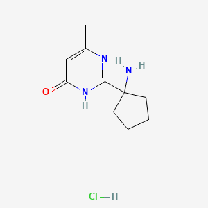 molecular formula C10H16ClN3O B13166512 2-(1-Aminocyclopentyl)-6-methyl-3,4-dihydropyrimidin-4-one hydrochloride 