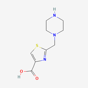 molecular formula C9H13N3O2S B13166522 2-(Piperazin-1-ylmethyl)-1,3-thiazole-4-carboxylic acid 